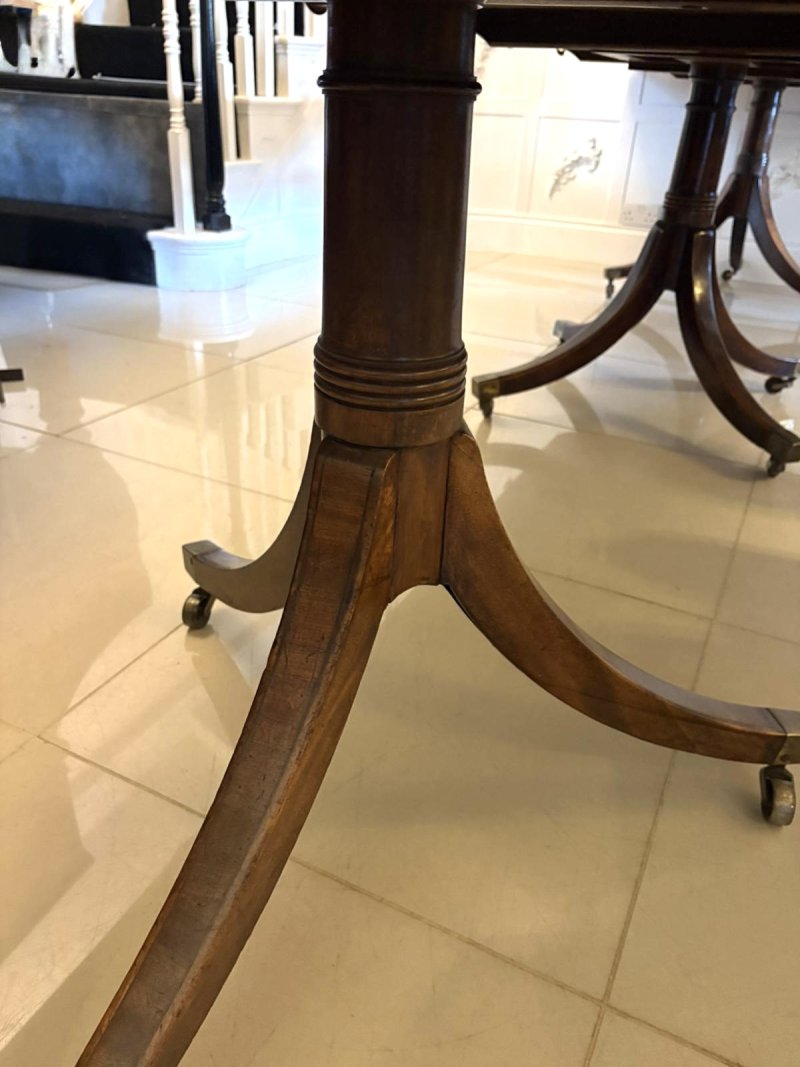 Antique Regency Mahogany 12 Seater Three Pillar Extending Dining Table - Image 9